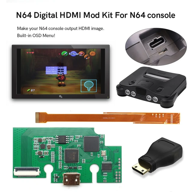 HISPEEDIDO-N64デジタルhdmi modキット,転送ポート,PCB,ゲームコンソールでの再生,アスペクト比3 - AliExpress