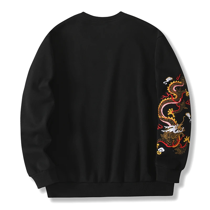 Chinese Dragon Embroidery Hoodie Fashion Men Streetwear Harajuku Pullover Sweatshirt Casual Hoodie Hip Hop Oversized Cotton Tops
