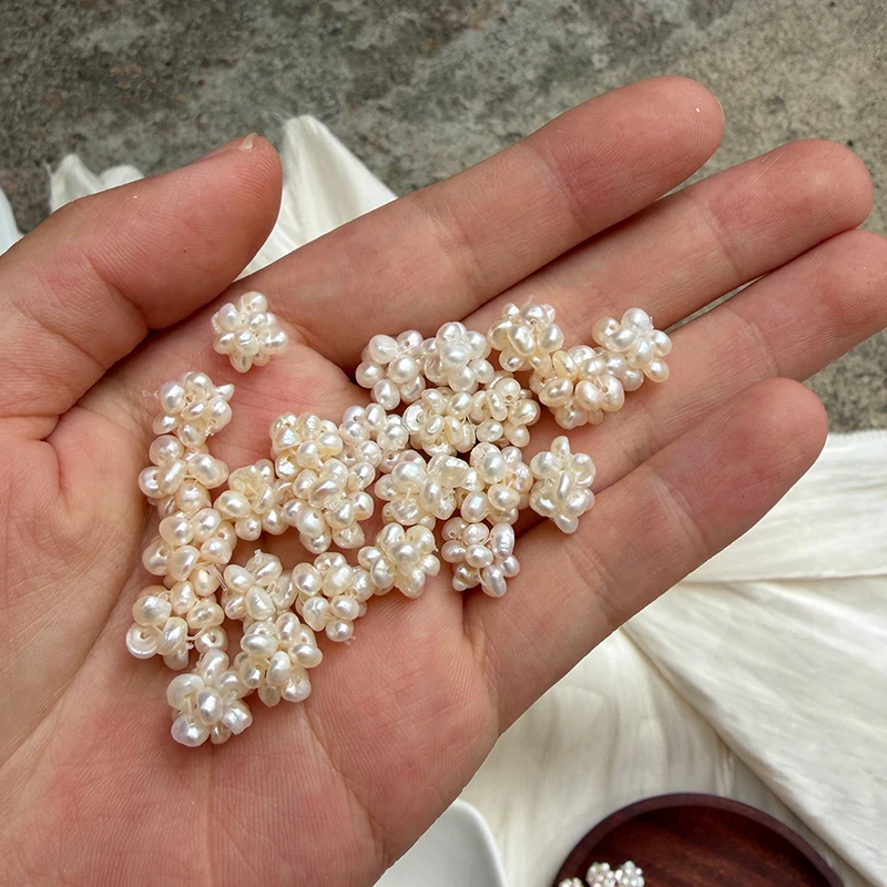 10-11mm small flower clusters, hand-woven; natural freshwater cultured pearls; DIY beads; accessory components.