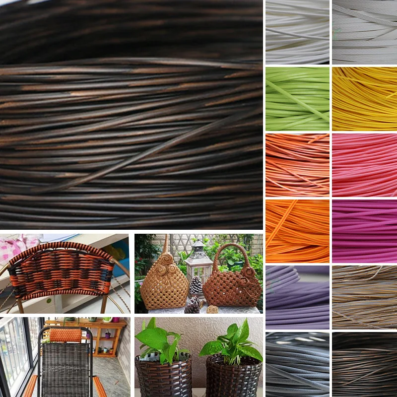 

8mm Colorful Wood Grain PE Plastic Rattan Strips Flat Wicker Weaving Material for DIY Basket Chair Stool Repair Handcraft Supply