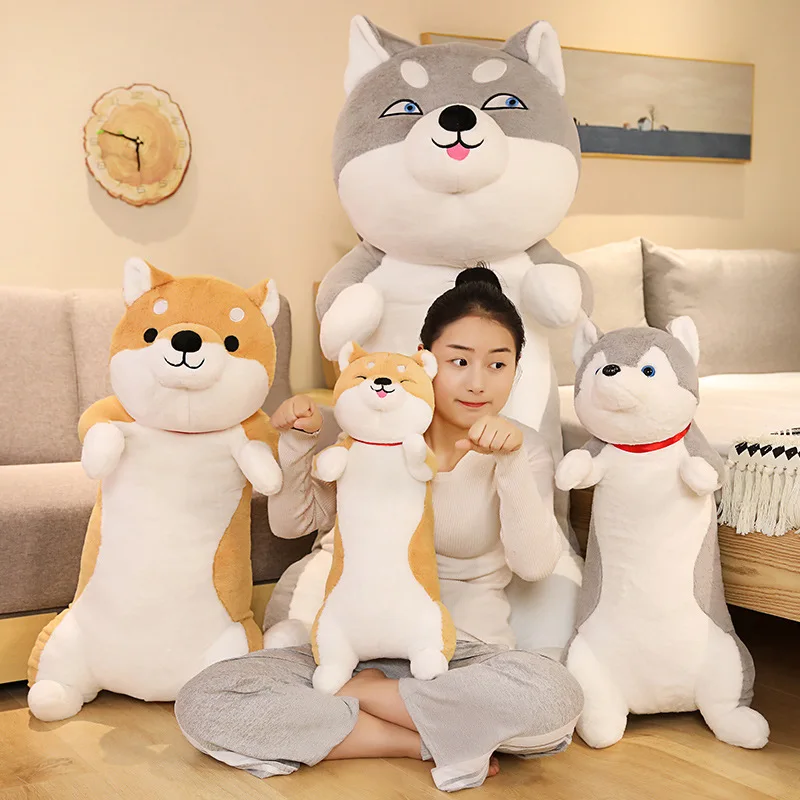 60-100CM Cartoon Long Animals Sleep Pillow Cute Shiba Inu & Husky Dog Plush Toys Office Adult Girlfriend  Christmas Gft