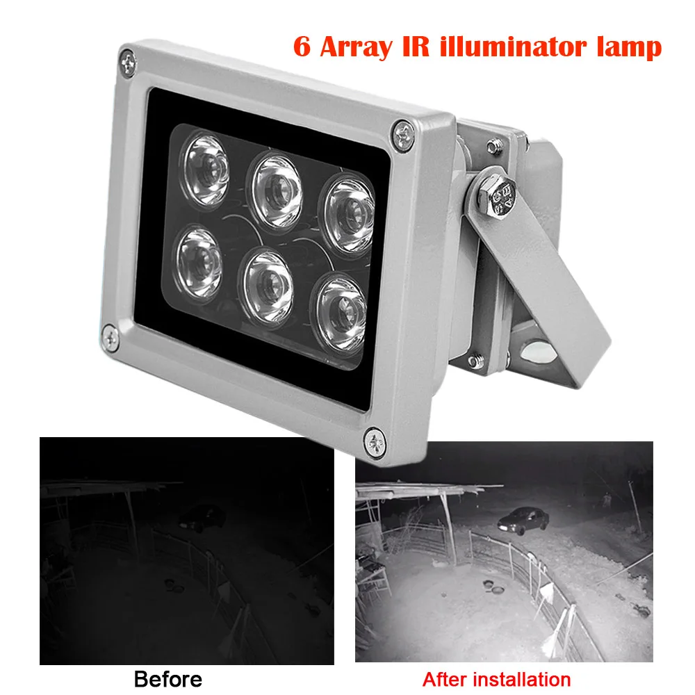 DC 12V IR distanza 6 Led CCTV riempito infrarossi IR Led illuminatori Auto visione notturna luce di riempimento per telecamera di sicurezza CCTV