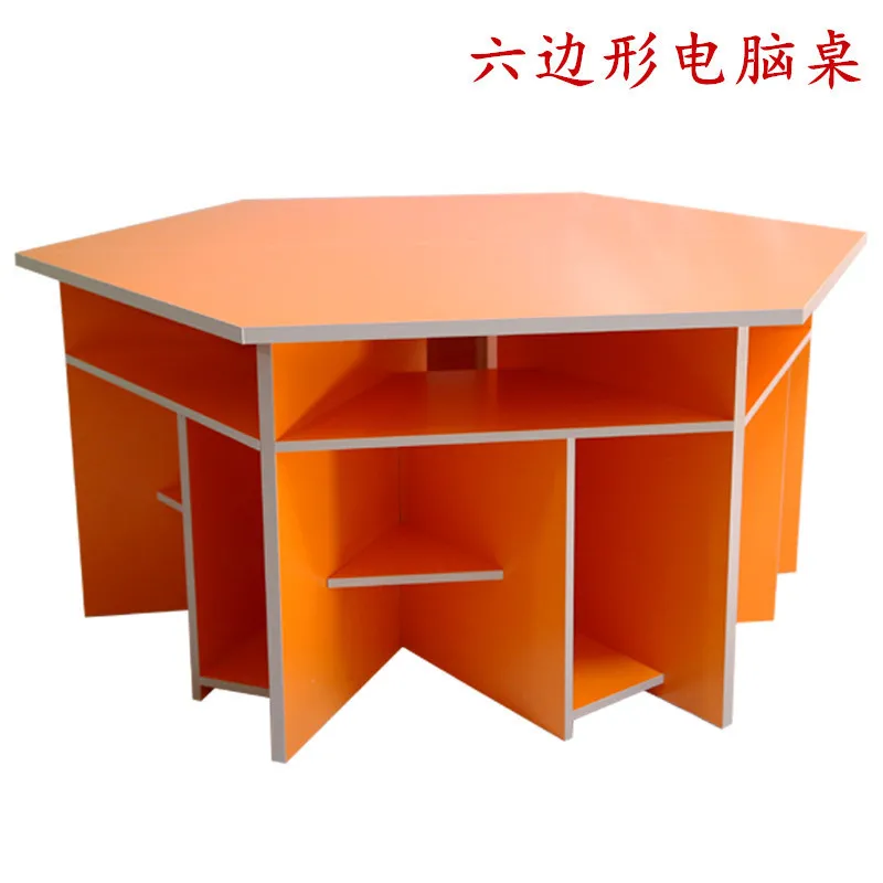 Student hexagonal table hexagonal  science maker experimental   computer table color combination table
