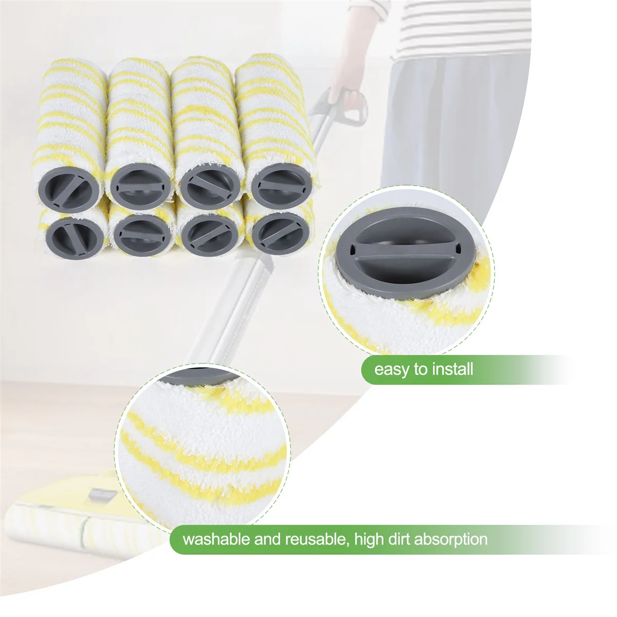 A24R 8 قطع ملحقات استبدال الفرشاة الدوارة لمنظف الأرضيات الكهربائية Karcher FC5 FC7 FC3 FC3D