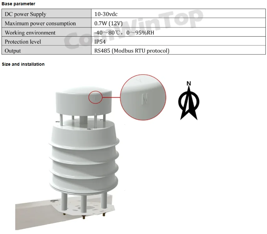 RS485 Ultrasonic Wind Speed and Direction Sensor Temperature Humidity Noise PM2.5 Pressure Light Rainfall Small Weather Station