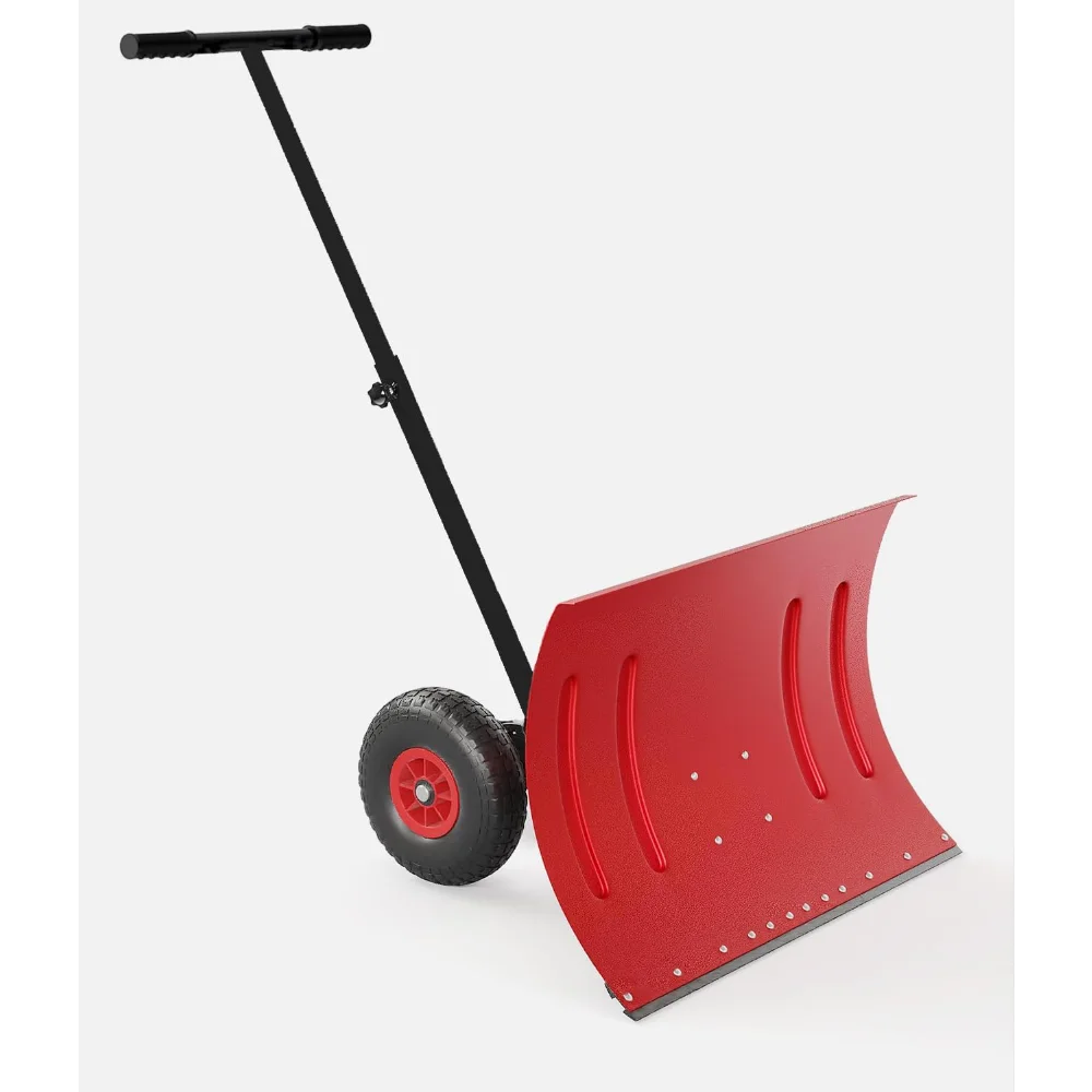 

20" Wide Snow Shovel with Wheels, Adjustable Angle & Height for Driveways and Patios