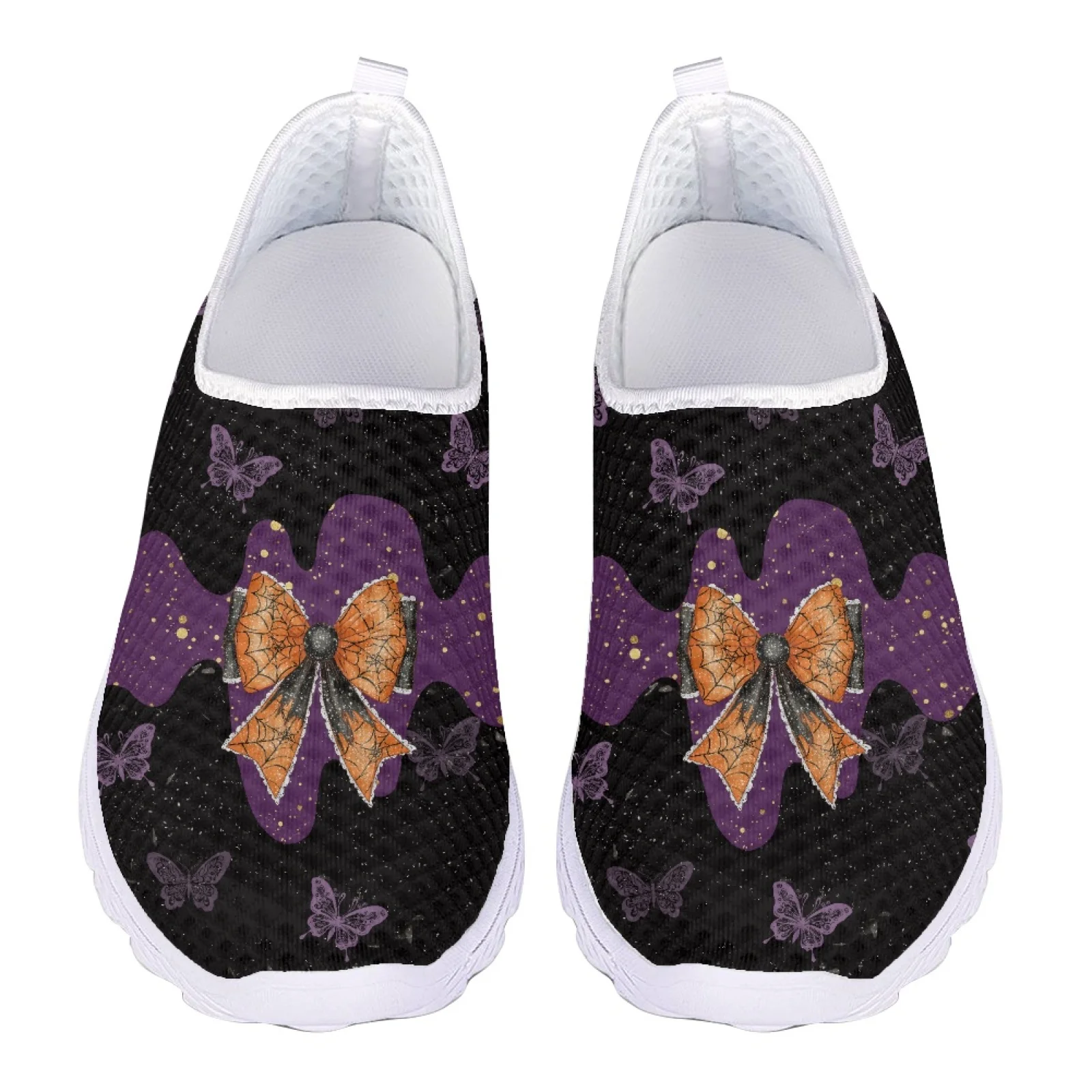 

Черные женские лоферы с принтом бабочки, женские кроссовки без шнуровки на плоской подошве, женская сетчатая женская повседневная обувь, 2024, летняя пляжная обувь