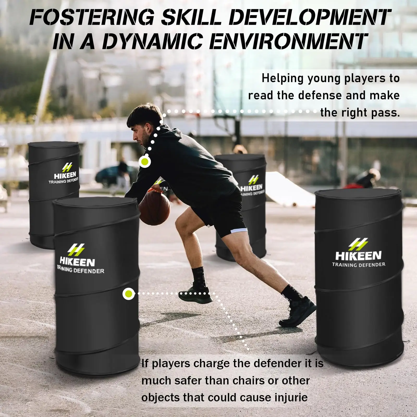 Hikeen Basketball Defender Dummy - Pop-up veilig simuleert Defender Opvouwbare trainingsapparatuur voor basketbalvoetbal