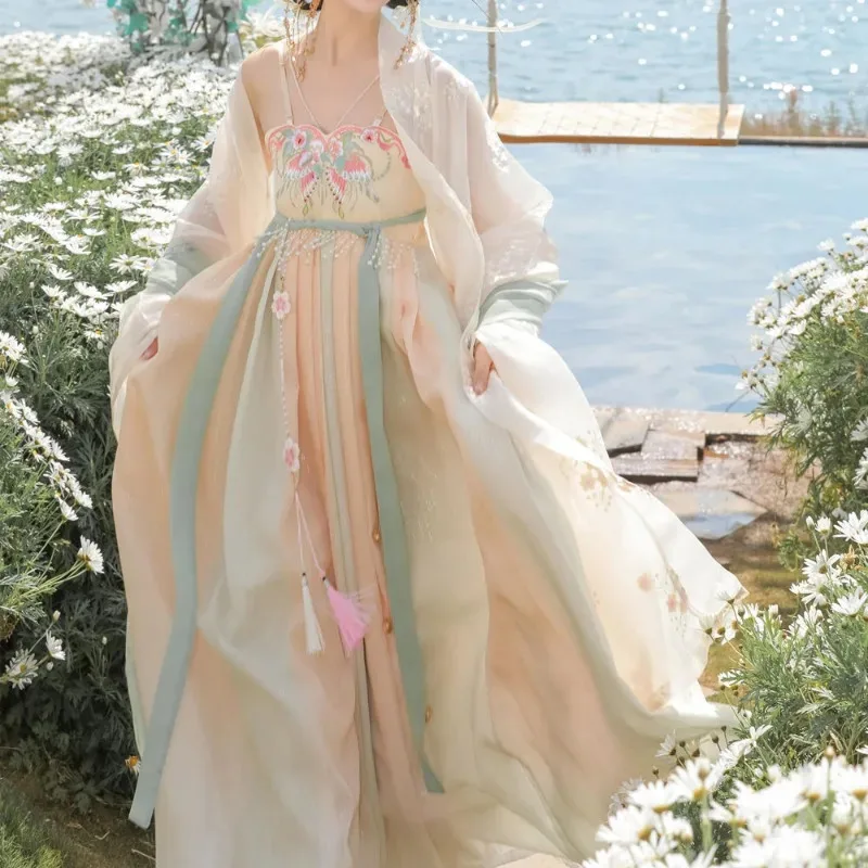 

Chinese Traditional Princess Hanfu Dress Tang Dynasty Women Embroidery Cosplay Fairy Ancient Clothes Vintage Dance Party Dress