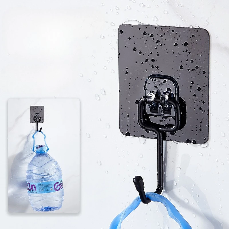 Strong Sticky Self Adhesive Hooks Simple Non-Punching No Trace Wall Hook Kitchen Bathroom Towel Bag Hanging Holder Transparent