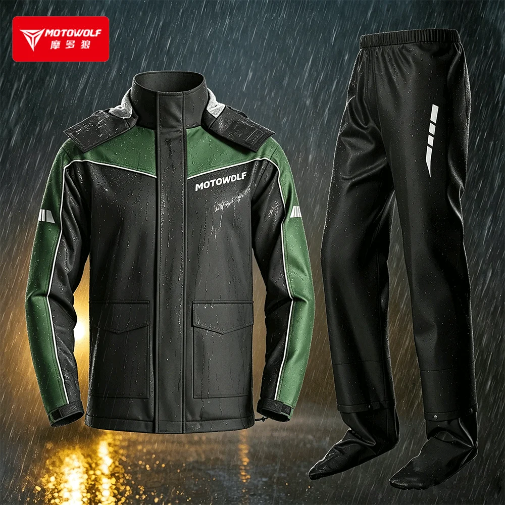 

Motowolf Motorcycle Raincoat Motorbike Split-Type Motorcycle Rider Raincoat Rain Pants Suits Unisex Outdoor waterproof equipment