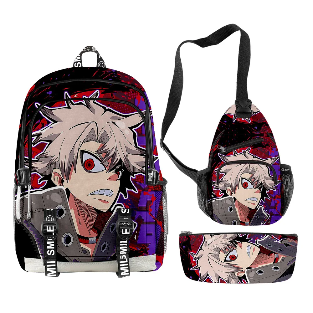 

Classic Novelty Harajuku Gachiakuta 3D Printed 3pcs/Set Student School Bags multifunction Travel Backpack Chest Bag Pencil Case