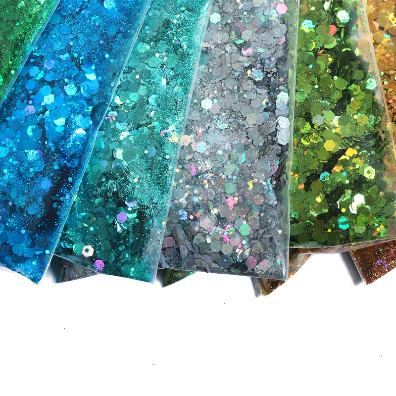 19pcs/Set Mixed Hexagon Chunky Glitter Resin Filling Holographic Glitter Bulk 50g Sequins Filler For Epoxy Resin Accessories DIY