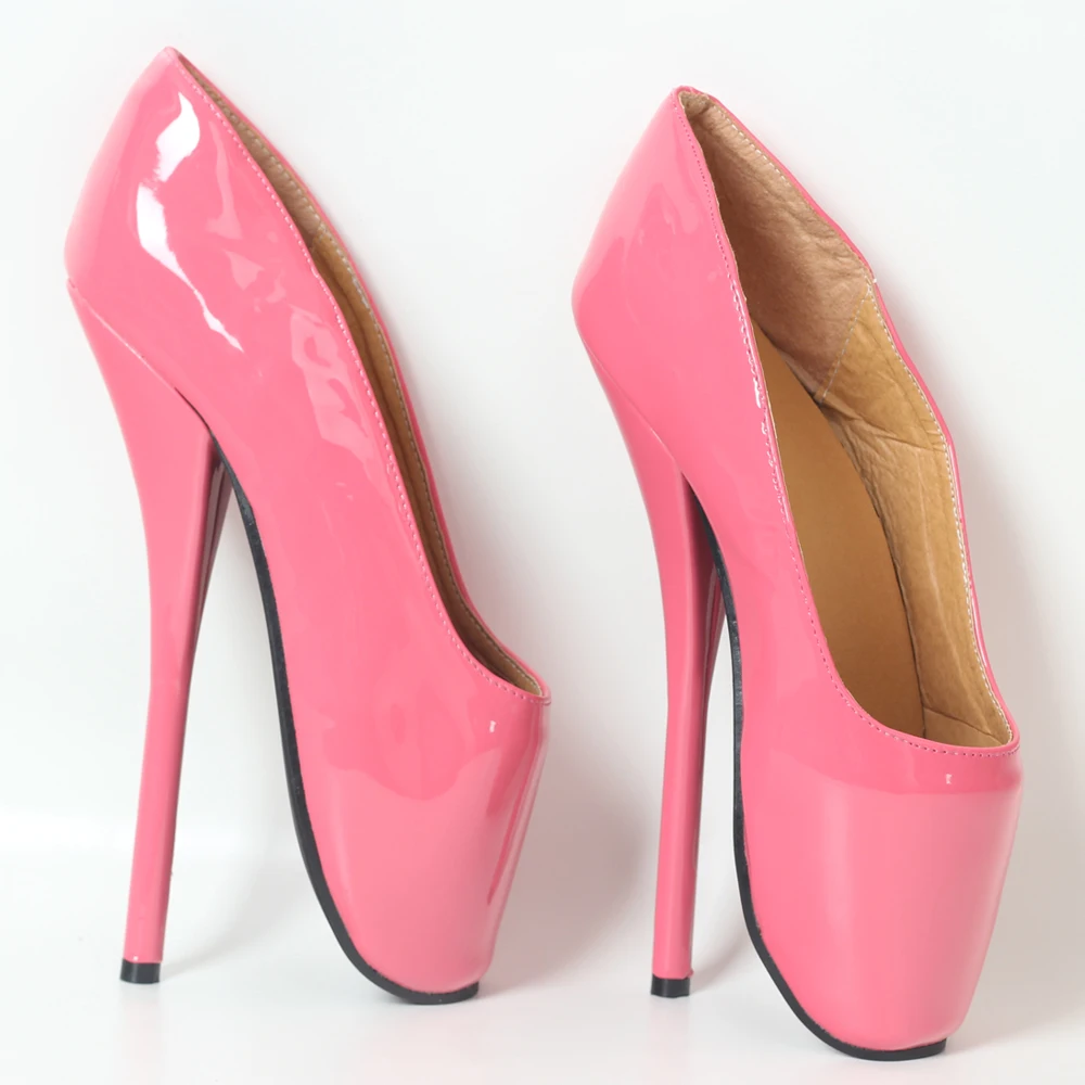 

Women Queen Ballet Spike High Heels Slip-On Patent Leather Boots Sexy Fetish Pointed Toe Pumps Dance Party Wedding Shoes