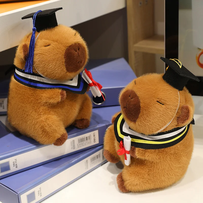 20/25 ซม.การ์ตูน Graduation Capybara ที่ถอดออกได้ Doctoral หมวก Capybara สัตว์บรรจุของเล่นตกแต่งบ้านของขวัญเด็กหญิง