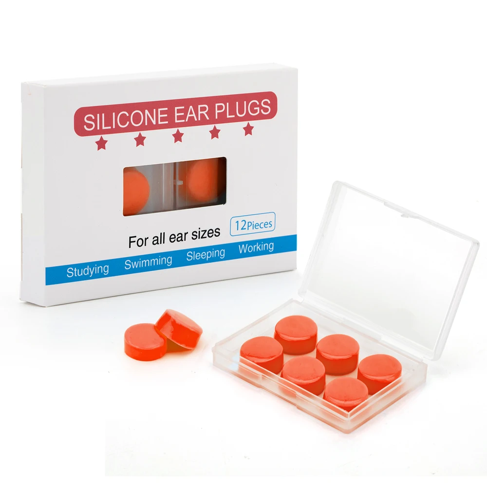 

12PCS Silicone Ear Plugs Noise Reduction Sleep Anti Canceling Sound Insulation Earplug Protection Sleeping Reusable Ear Plugs