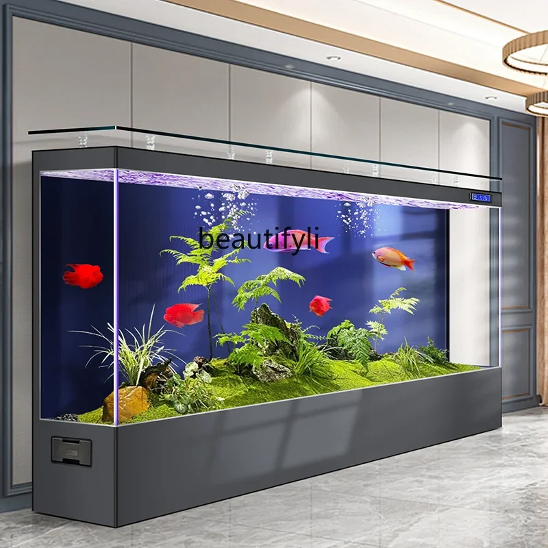 

New fish tank aquarium living room household floor ultra-white glass company filtration cycle ecology
