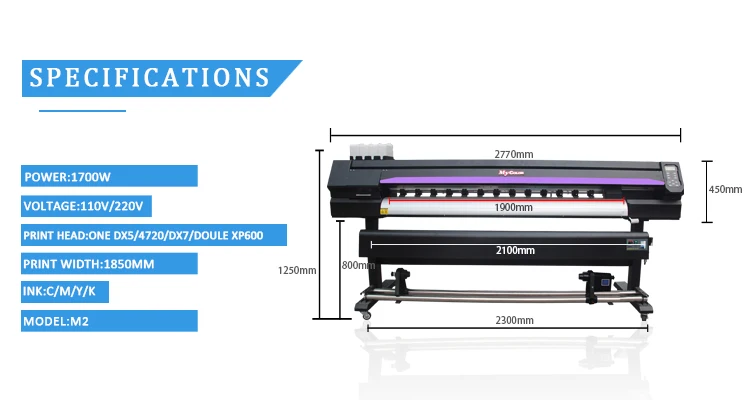 Vinyl Sticker Printing Machine Flex Banner Plotter 1.3/1.6/1.8/1.9m Canvas Eco Solvent Printer