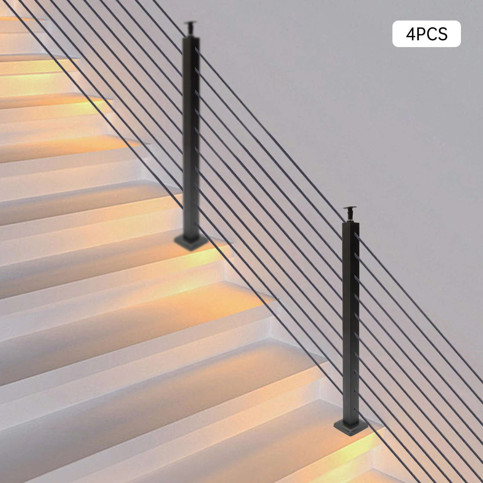 High-Quality 304 Stainless Steel Cable Railing with T-Shaped Design, Black Finish, Easy Installation, Stable and Long-Lasting