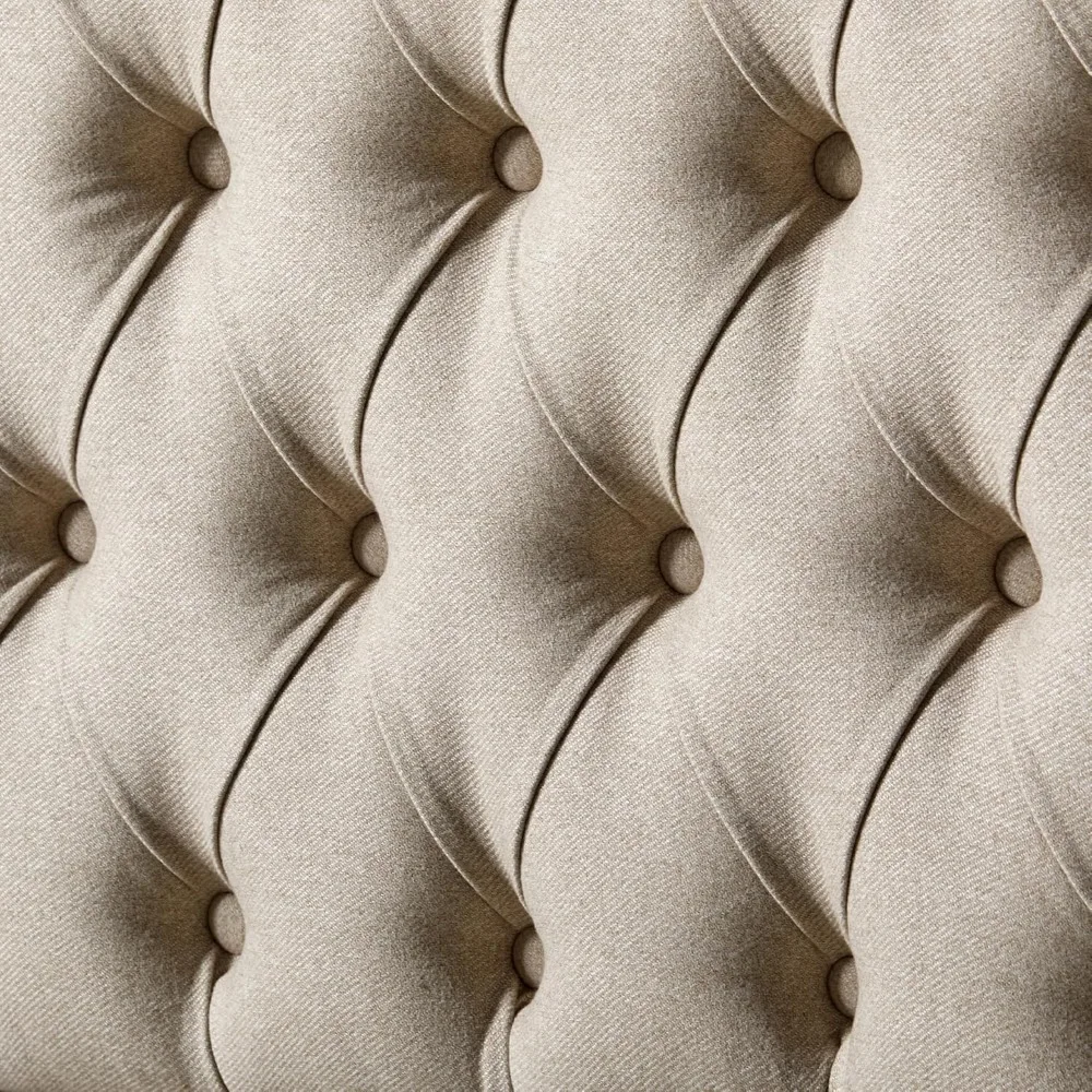 เตียงแพลตฟอร์มไม้เนื้อแข็งขนาดควีนไซส์พร้อมหัวเตียงหุ้มเบาะขนาด 52.5 นิ้ว ไม้ยางและสีโรมัน