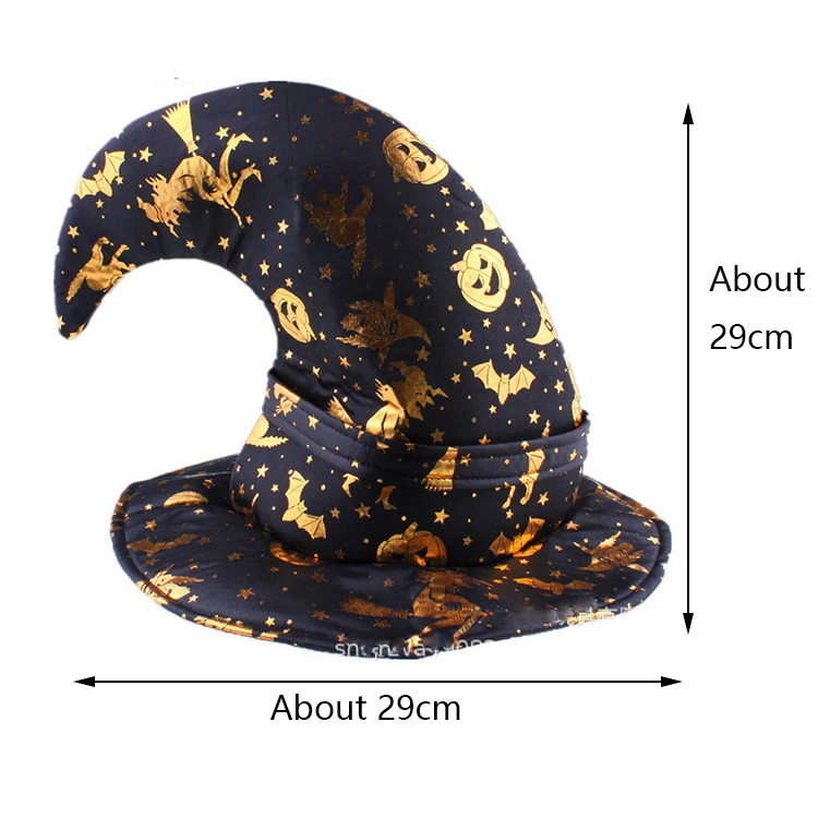 Halloween Witch Hat Black Spider Skull Anime Witch Headband Hat Party Costume Accessories Women Wide Brim Foldable Pointed Caps