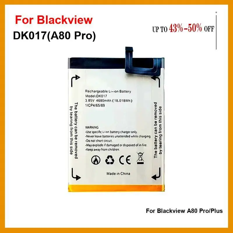 

Износостойкий аккумулятор для мобильного телефона DK017 A80 Pro для Blackview Plus 4680 мАч, быстрая доставка