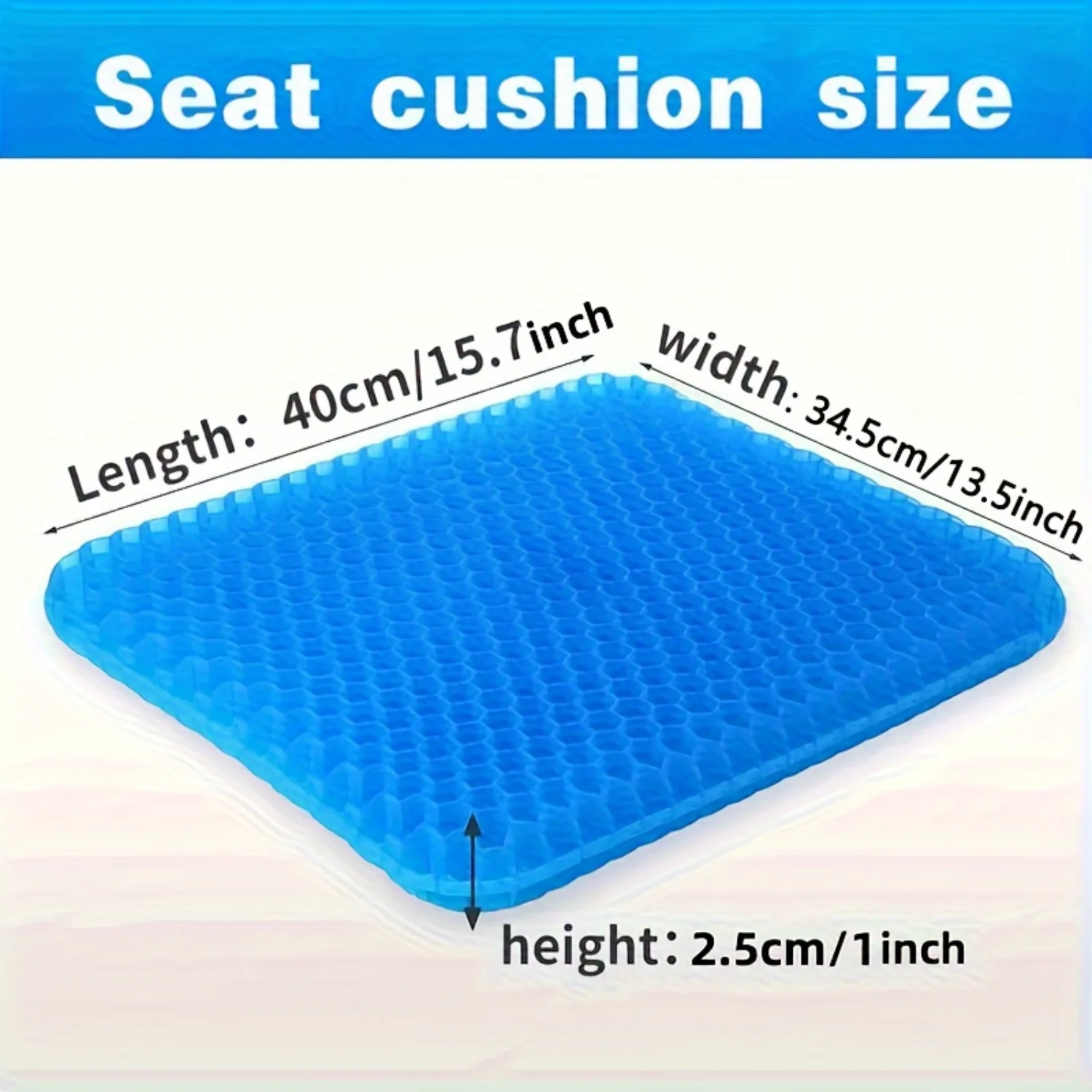 Ergonomic Gel Seat Cushion - Soft Rubber - Office Chairs, Cars, Wheelchairs - Hand Washable