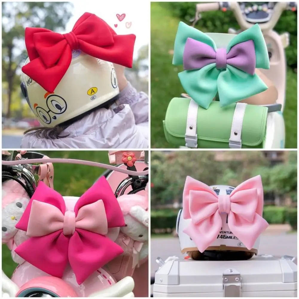 

Cute Dual-color Bow Bowknot Helmet Accessories Nylon Suction Cup Car Body Decoration Motorcycle Helmet Accessories Modeling