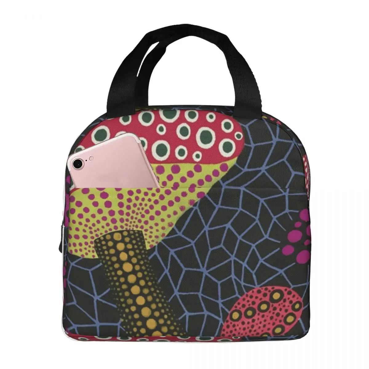 Yayoi Kusama Art Insulated Lunch Bags for Women Abstract Pop Art Portable Thermal Cooler Bento Box Outdoor Camping Travel