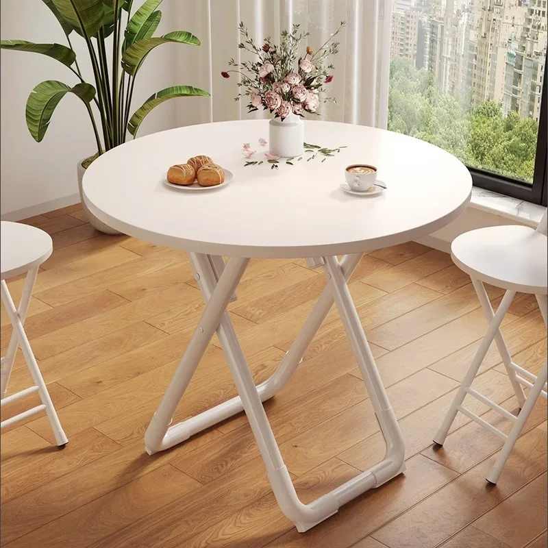【Hot】Portable Folding Round Dining Table Space Saving Kitchen Table Small Apartment Balcony Outdoor Lightweight Easy Storage Woo