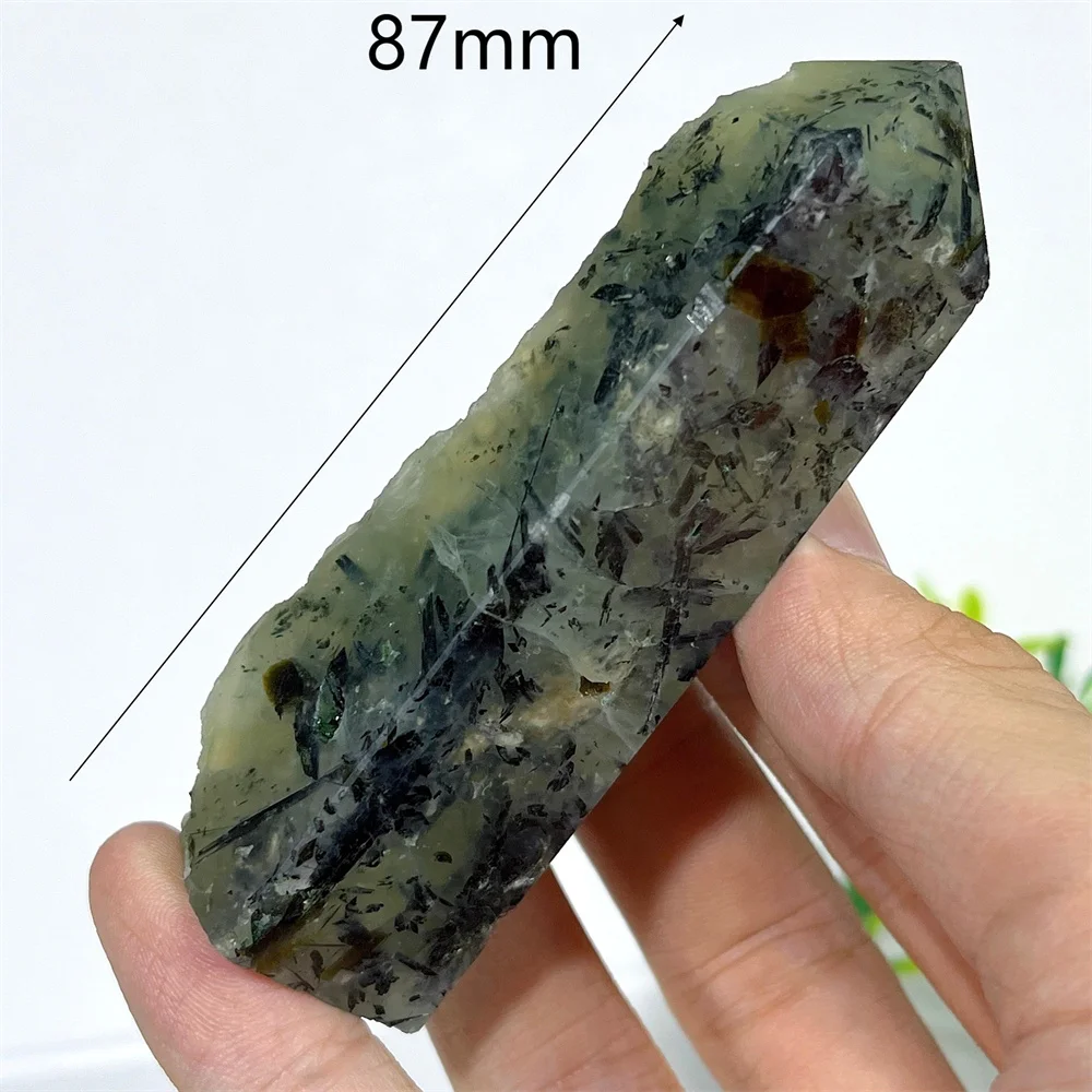 Crystal Natural Prehnite Zoisite Tower Point Gemstone Wand Stone Quartz  Home Reiki Meditation High Quality Healing Decoratiom