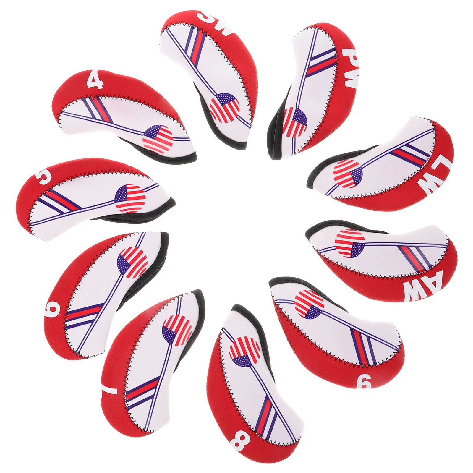 10pcs Golf Iron Head Covers – Neoprene Club Sleeves for Wedges, Drivers, Putters