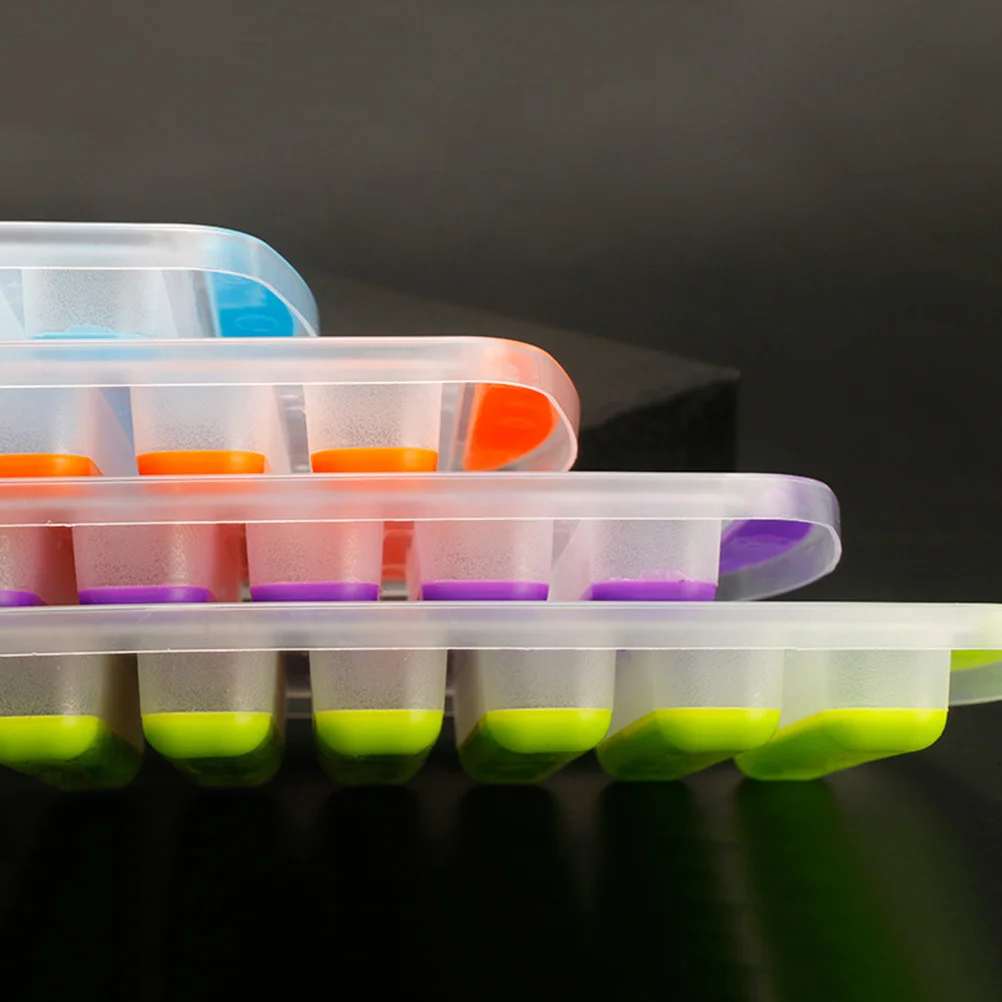 

8Pcs Plastic Ice Cube Moulds 10 Holes Long Strip Design DIY Popsicle Tray Includes 4 Colorful Moulds and Lids for Ice Cube