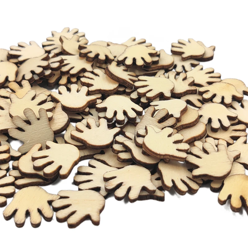 50pcs Unfinished Wood Hands Feet Cutouts Wood Craft for DIY Project Decoration and Painting