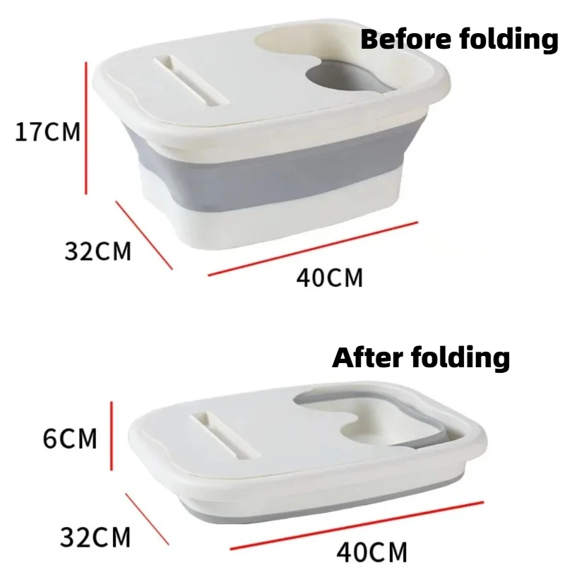 접이식 실리콘 얼굴 아이스 배스 트레이 & 발 담그는 통 물통 마사지 건강 발 욕조 얼굴 관리 세면대 1세트