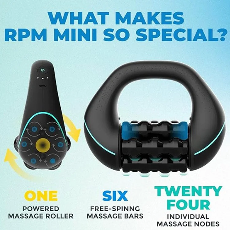 Rechargeable Rolling Massager RPM Mini Rolling Percussion Massager for Whole Body Relief Deep Tissue and Muscle Recovery