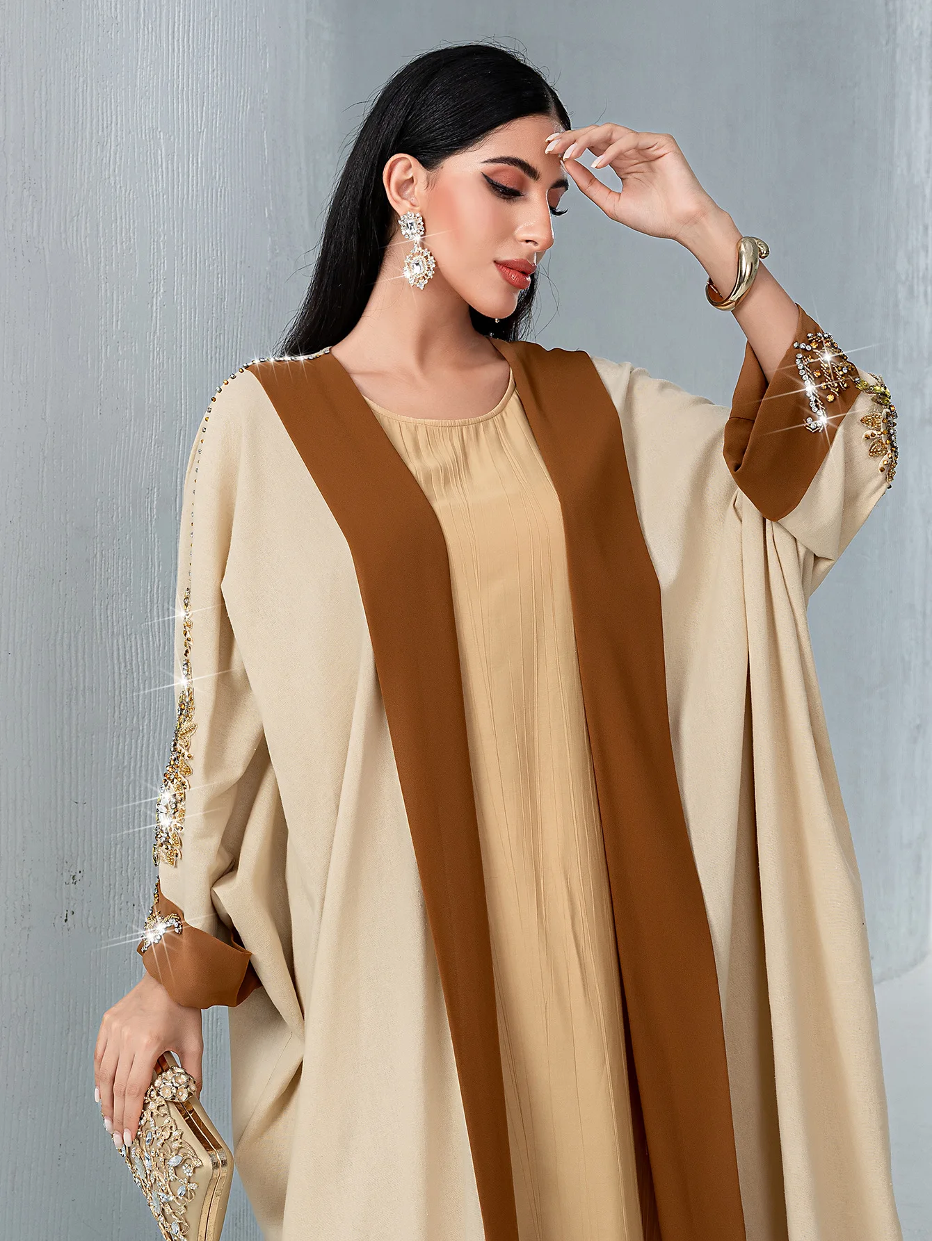 Diamants de luxe Abaya Kimono femmes arabe Robe musulmane dubaï Caftan marocain Kebaya Ramadan Islam vêtements Eid ouvert Abayas Robe