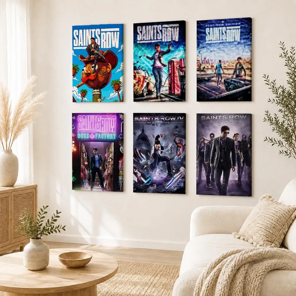 Gaming S-Saints Row Poster Self Adhesive Aesthetic Wall Art Picture for Living Room Home Decoration Gift