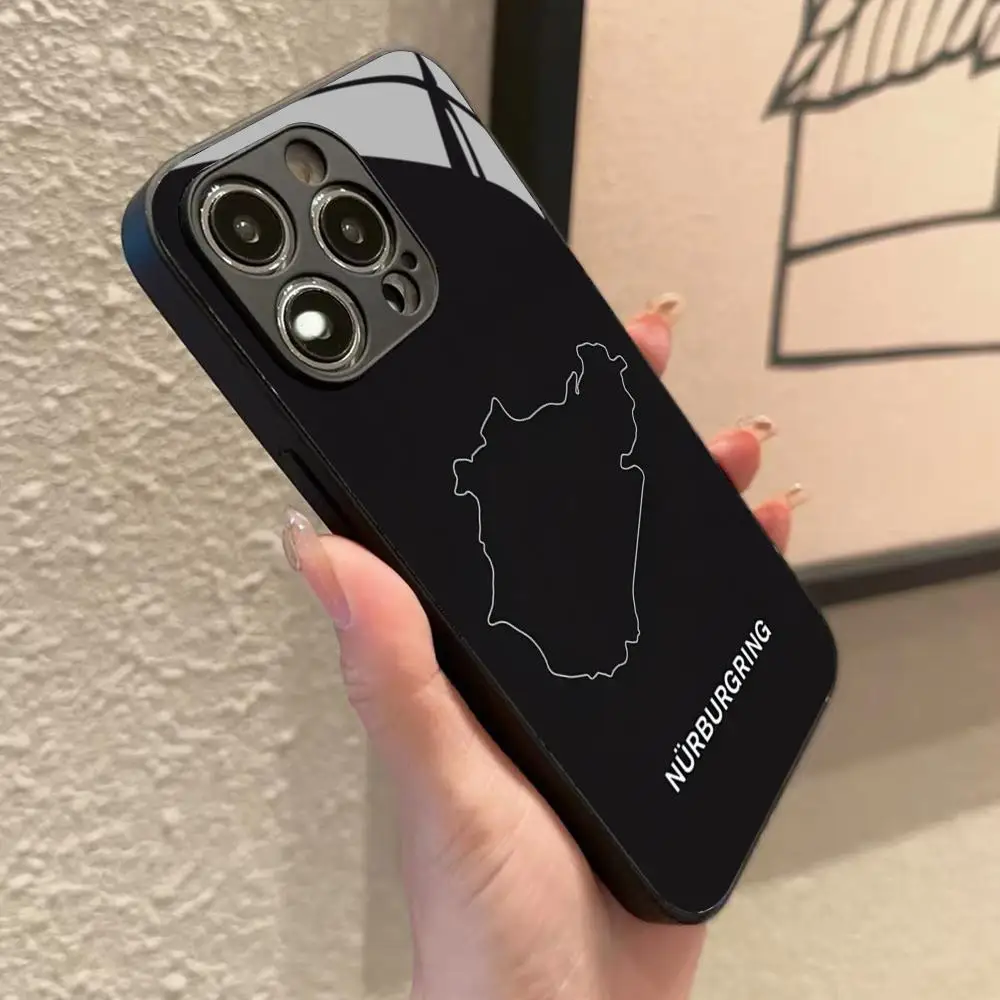 Yarış Motor Sporu Nurburgring Telefon Kılıfı için Iphone 15 14 12 11 13 Pro Max Mini 8 X Xr Xs Puls Siyah Cam Kapak