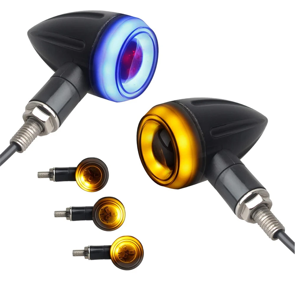 Sequential Turn Signals Light LED Switchback Flowing Motorcycle Blinkers Universal Bullet Indicators for Harley Honda Amber Red