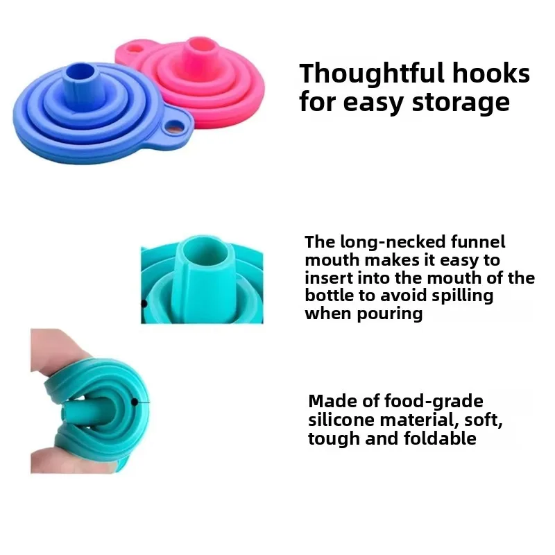 Silicone Collapsible Funnel Food Grade Large Wide Mouth Foldable Funnel for Kitchen Oil Water Wine Transfer Portable Space-Savin