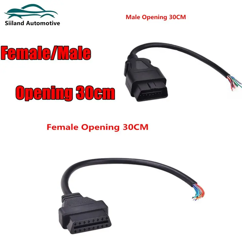 

30cm 16Pin Female/Male Opening Cable Connector For ELM327 Extension Adapter OBD Cable OBDII OBD ODB2 OBD 2 Adaptor 16Pin Female