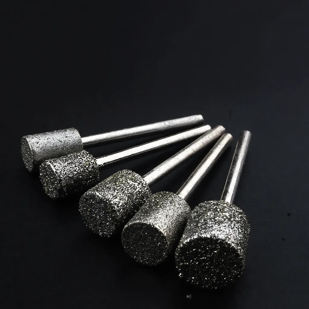 Diamond Grinder Bit Cylinder Head For Jade Gem Stone Sculpture Engraving Polishing Rotary Tool Parts Professional Crafts