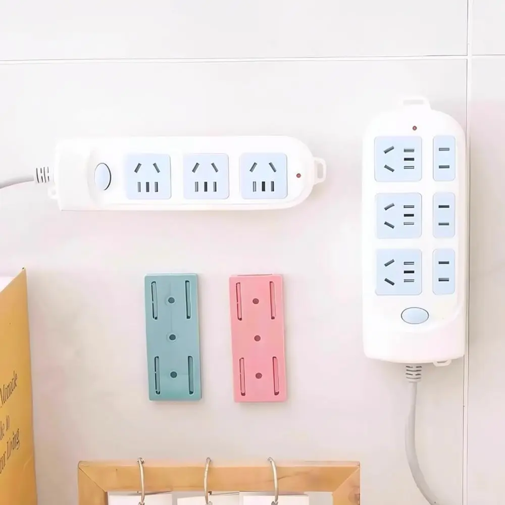 Adhesive Power Strip Wall Holder Router Support Bracket Cable Management Organizer For Home Office Desktop Space
