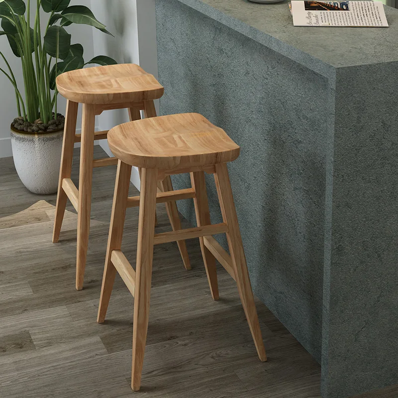 Solid wood bar chair bar stool American modern minimalist front desk