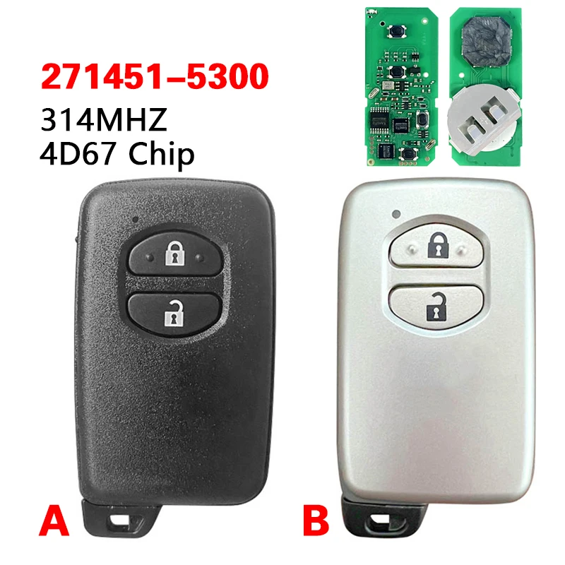 CN007227 Aftermarket 2 Buttons Smart Key FCC 89904-0E121 4D67Chip 314MHz For Toyota Prius Aqua IQ Ractis Belta Vitz Corolla Axio
