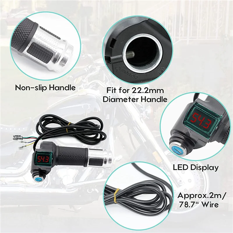 

AD45 2Pair Electric Bicycle Throttle Grip With LCD Battery Voltage Display Key Knock, Universal Electric Bike Throttle Grip