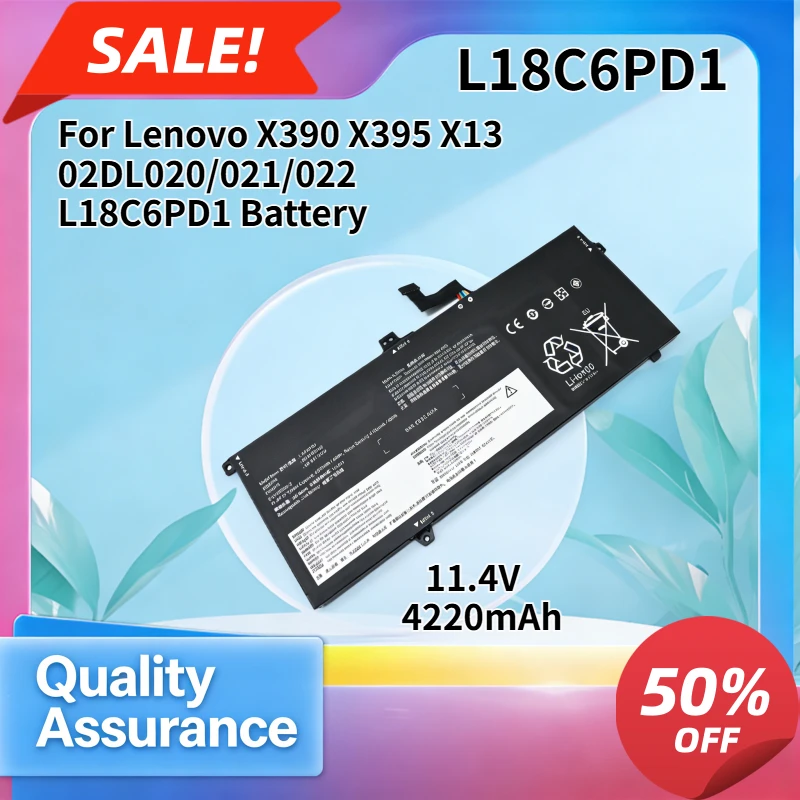 L18C6PD1 4220mAh High Quality Laptop Battery Compatible with Lenovo X390 X395 X13 02DL020 02DL021 02DL022