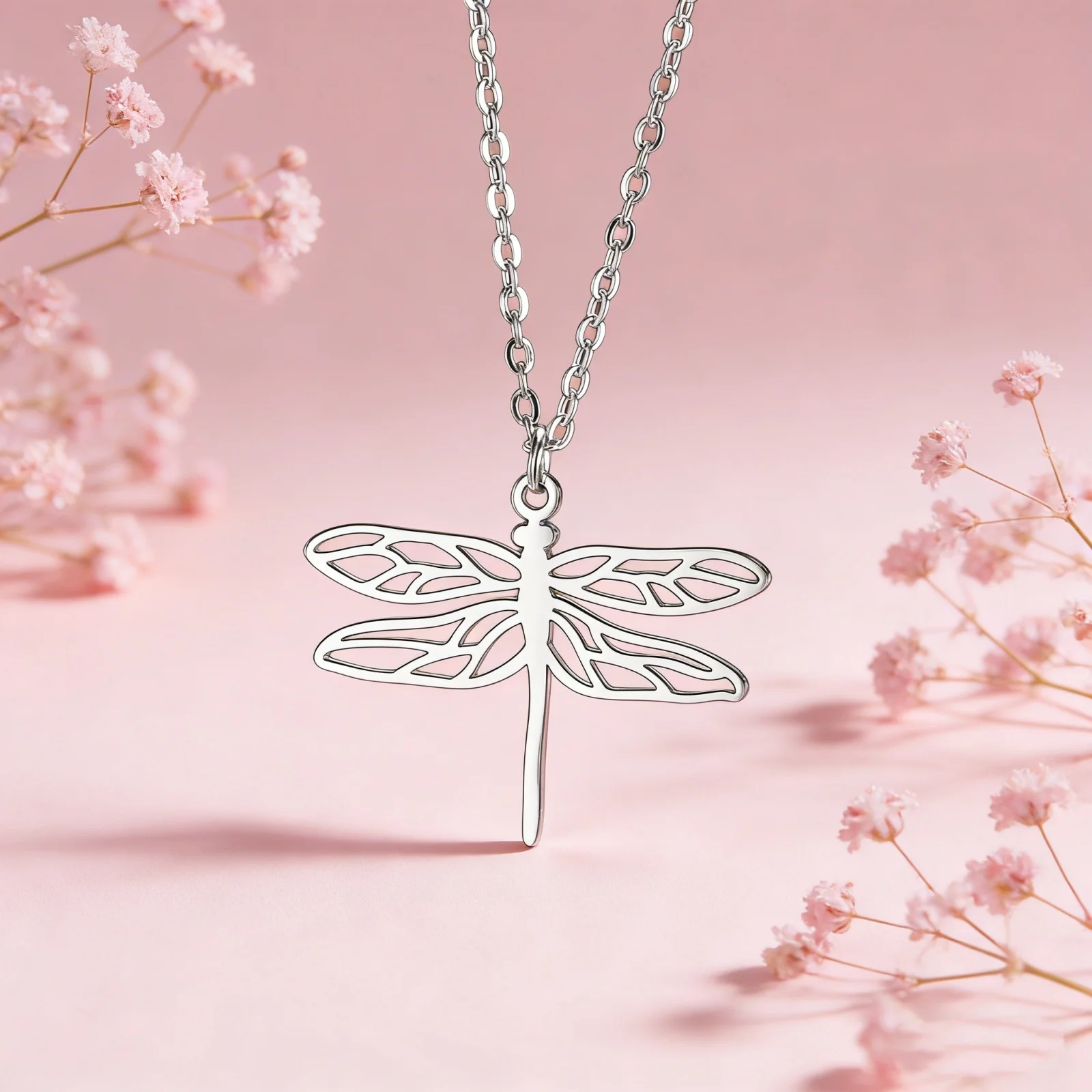 Niedlicher Libellen-Anhänger Damen Edelstahl-Halskette Doppellagige Schlangenkette Cooler Minimalistischer Stil Geschenk 2025 Neu