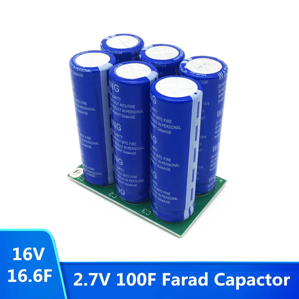 

6PCS/Set 2.7V 100F Single/Double Row Farad Capacitor Super Capacitor 16V 16.6F Automotive Super Farad Capacitors Module